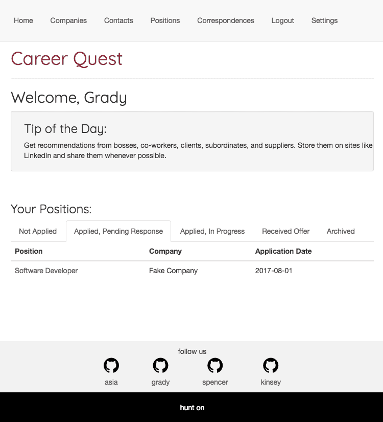 Career Quest job search app screenshot